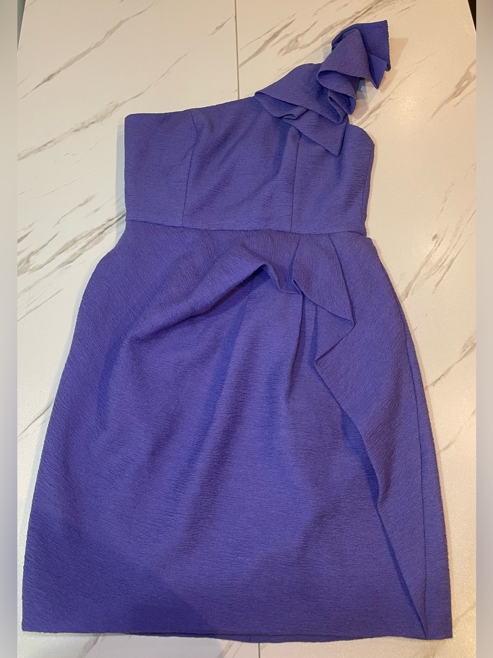 BCBGMaxAzria One-Shoulder Ruffle Dress in Violet